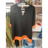 Blouse bicolore manches chauve souris col v