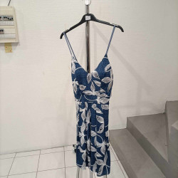 robe feuille bleu