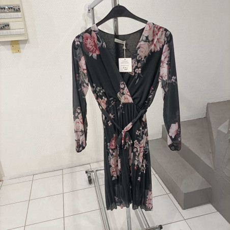 robe noir fleur