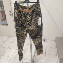 pantalon daim effet leopard