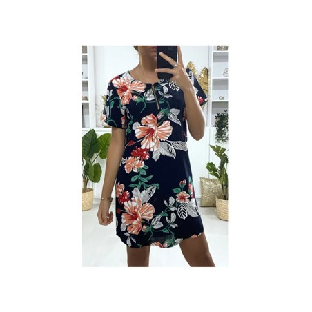 robe fluide marine et fuchsia